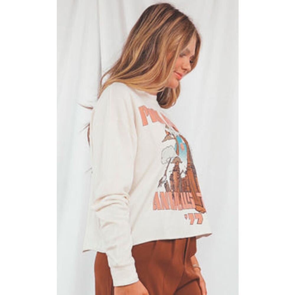 Daydreamer PINK FLOYD ANIMALS TOUR '77 LONG SLEEVE CROP TEE Size Medium
